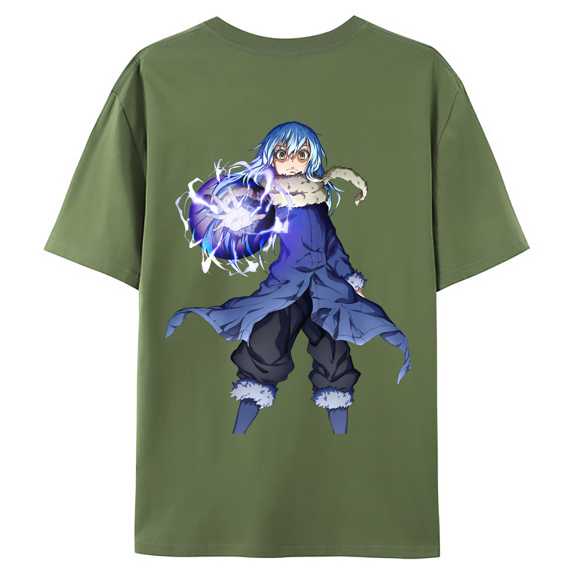 （画像用） 転スラ Regarding Reincarnated to Slime 綿100％ メンズ半袖Tシャツ（バックプリント） 通気性